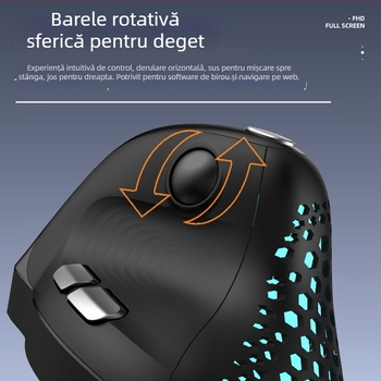 Mouse optic vertical, design ergonomic, conexiune în trei moduri (cablat + Bluetooth + 2,4 GHz), 4000 DPI, USB, 6 butoane, model M618XS