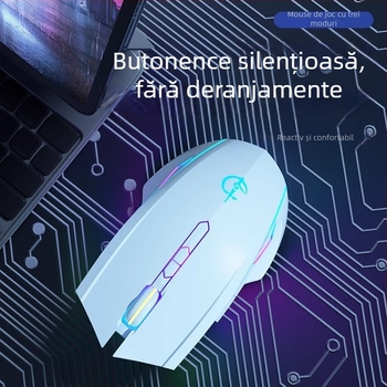 Mouse de gaming și birou cu macroprogramare în trei moduri, rotiță metalică mecanică, 12000 DPI, 7 butoane, cablu 1.5 m