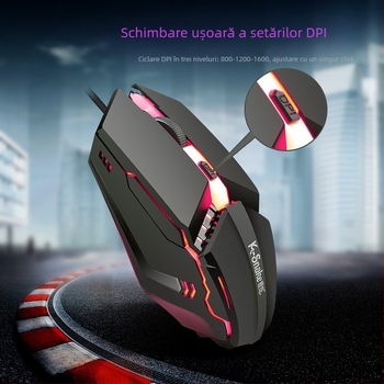 Mouse de gaming USB, cu cablu, 1200 DPI, 4 butoane