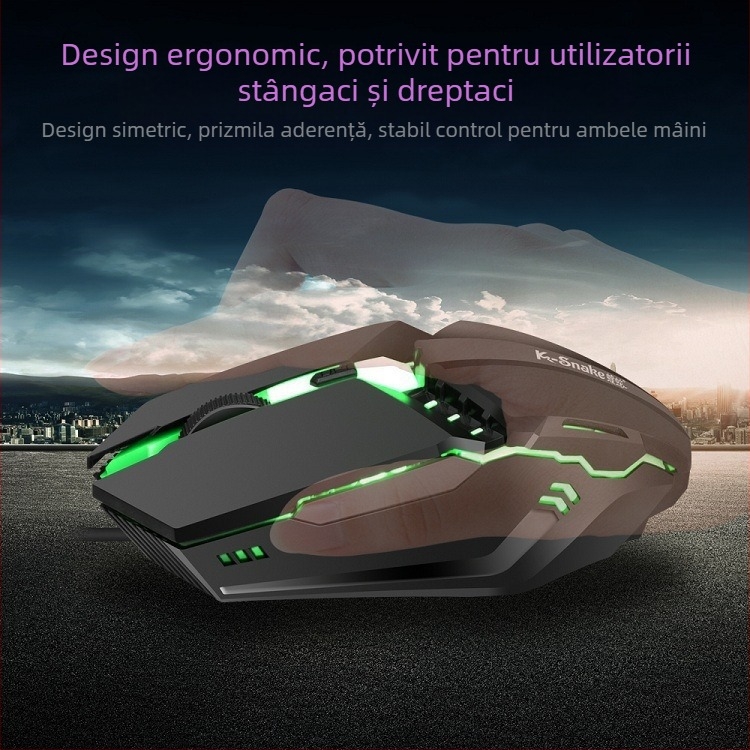 Mouse de gaming USB, cu cablu, 1200 DPI, 4 butoane