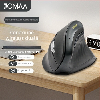 JOMAA mouse vertical wireless - 2.4G + Bluetooth, 4000 DPI, patru niveluri DPI, ergonomic, reîncărcabil