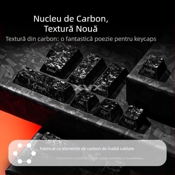 Capace ABS pentru tastatură cu textură satinat carbon, gravate pe lateral, opace, compatibile cu tastaturi 68/75/87/98/108 pentru Wooting Night Demon