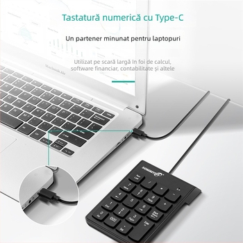 Tastatură numerică digitală cu conexiune cablată, arhitectură a butoanelor X, corp ABS, impermeabil