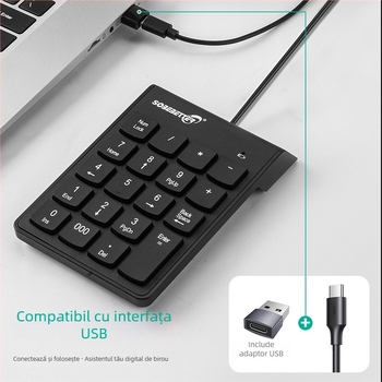 Tastatură numerică digitală cu conexiune cablată, arhitectură a butoanelor X, corp ABS, impermeabil
