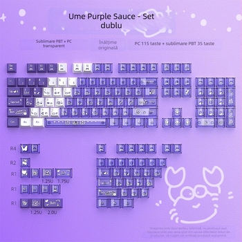 Set de capace PBT pentru tastatură mecanică, sublimare, 153 taste, set compact