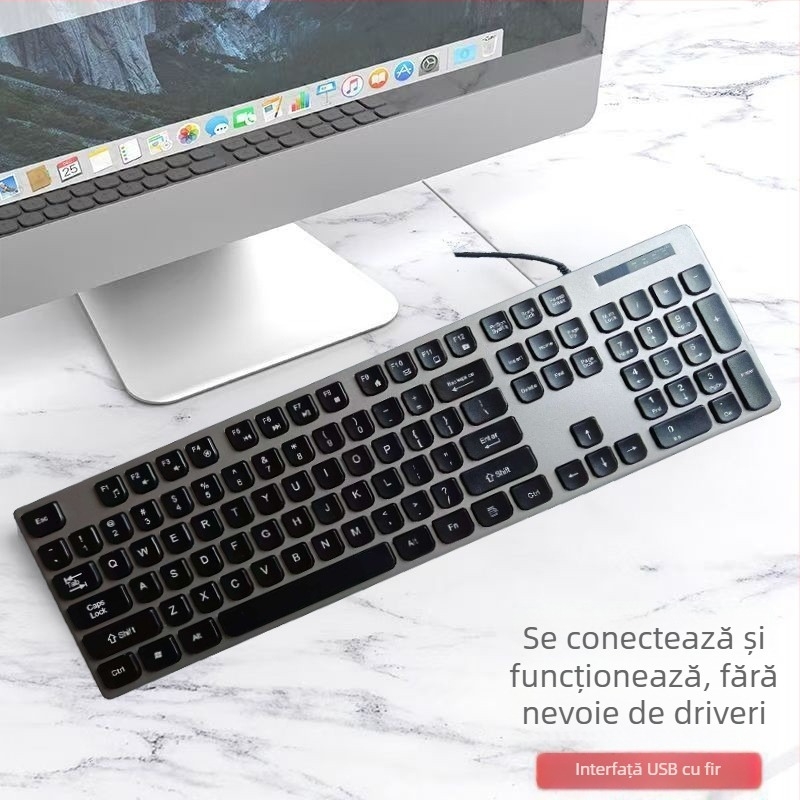K816 tastatură cablată ultra-subțire, USB, 98+ taste, cablu 1,3 m, fără iluminare