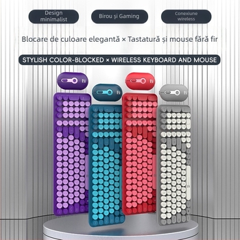 Set de tastatură și mouse wireless R8, conexiune 2.4G, tastatură USB și mouse USB, design ergonomic