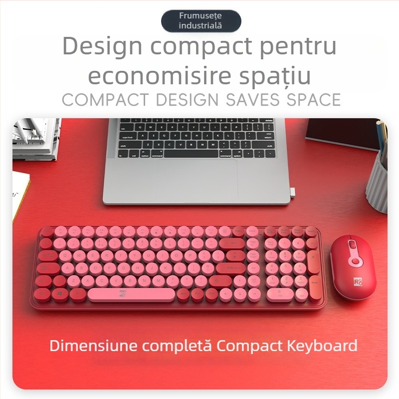 Set de tastatură și mouse wireless R8, conexiune 2.4G, tastatură USB și mouse USB, design ergonomic