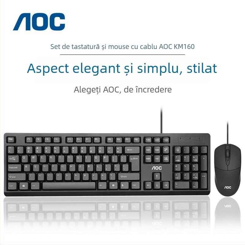 KM160 Set tastatură și mouse USB, 1200dpi optic, ergonomic