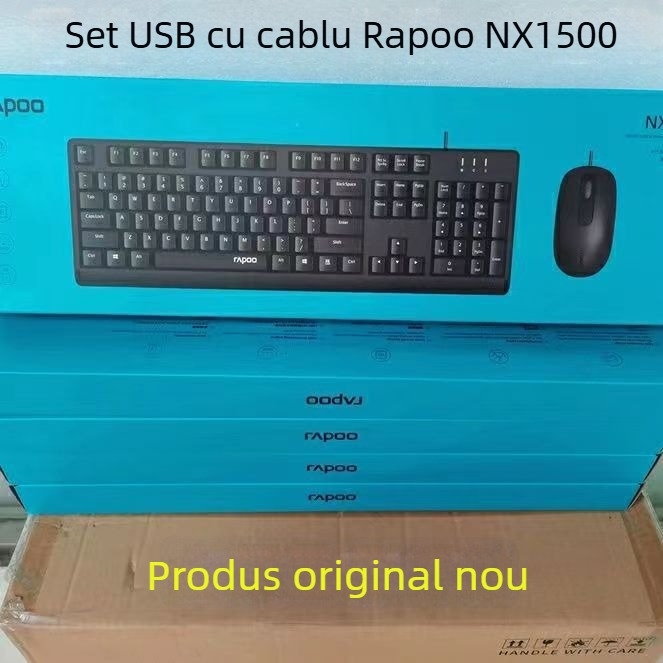 Rapoo NX1500 set tastatură și mouse USB cablat, 1000 dpi, cablu 1,5 m, pentru birou și acasă