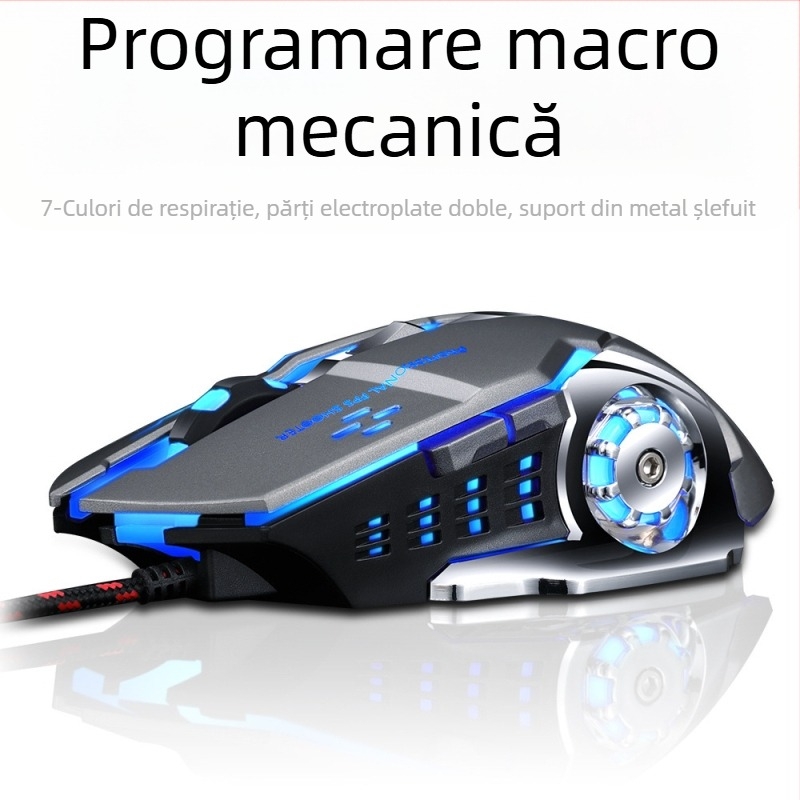 Mouse de gaming Thunderwolf V6, USB cablu, 3200 DPI, 6 butoane, cablu de 1,5 m, senzor optic