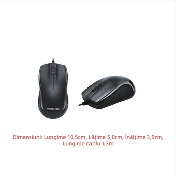 Mouse optic cu fir, 3 butoane, USB, 1000dpi, pentru laptop