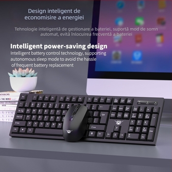 CS300 Set Tastatură și Mouse Wireless Double Flying Dragon — Tastatură și mouse Bluetooth, 1600dpi, ergonomic, rezistent la apă