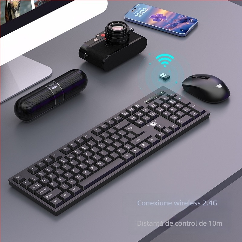 CS300 Set Tastatură și Mouse Wireless Double Flying Dragon — Tastatură și mouse Bluetooth, 1600dpi, ergonomic, rezistent la apă
