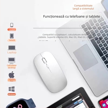 Mouse Bluetooth reîncărcabil cu modul dual, silențios, pentru tablete, desktopuri și laptopuri