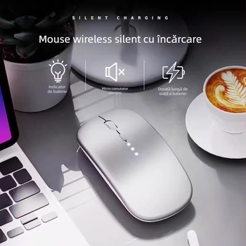 Mouse Bluetooth reîncărcabil cu modul dual, silențios, pentru tablete, desktopuri și laptopuri