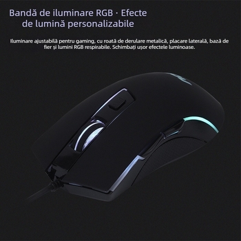 AOC GM120 mouse de gaming cu fir, USB, iluminat, 1600 DPI, cablu de 1,5 m