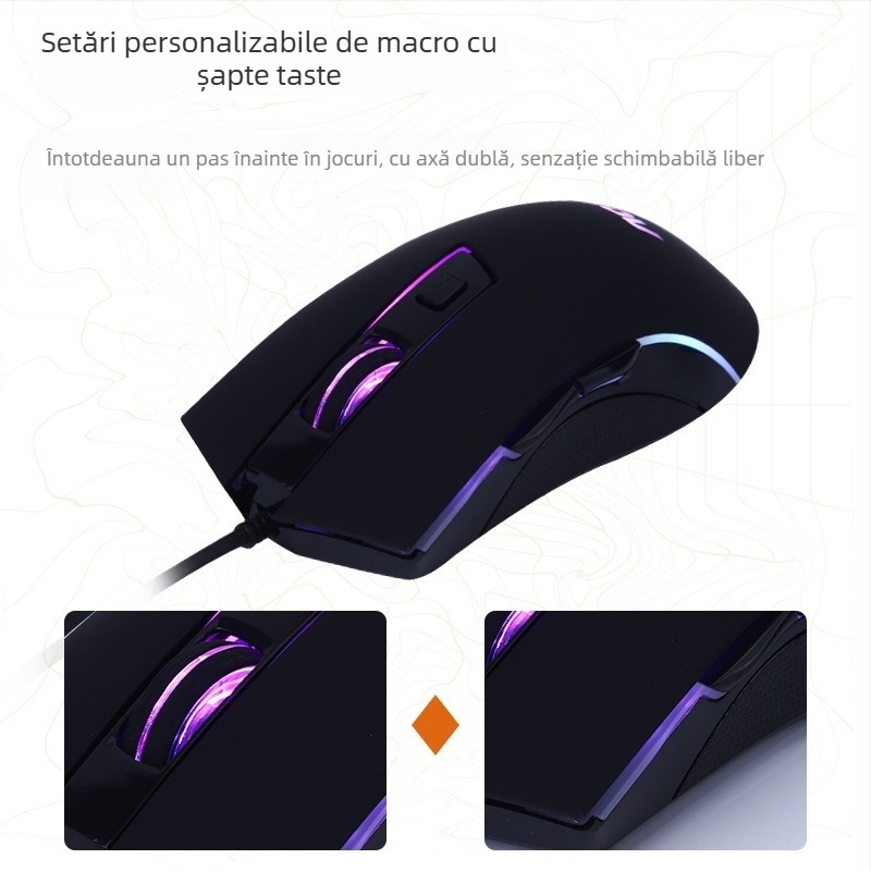 AOC GM120 mouse de gaming cu fir, USB, iluminat, 1600 DPI, cablu de 1,5 m