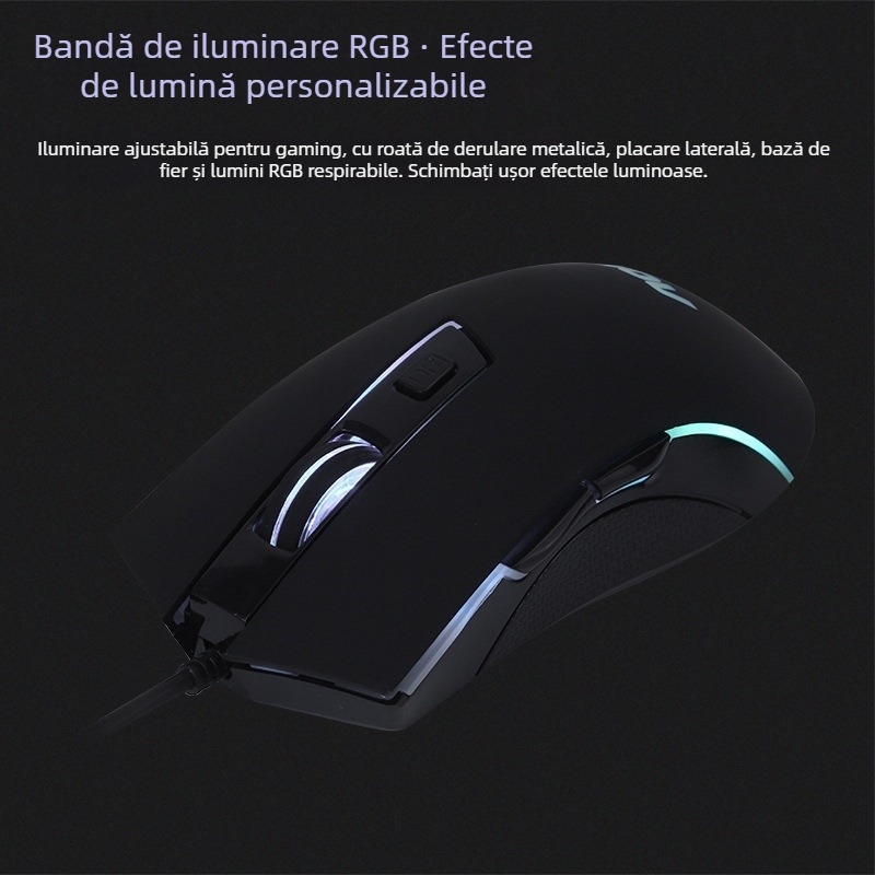 AOC GM120 mouse de gaming cu fir, USB, iluminat, 1600 DPI, cablu de 1,5 m