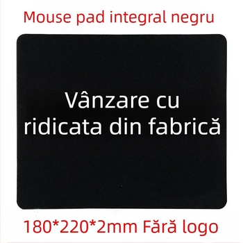 Pad de mouse din cauciuc negru, îmbunătățit, 180×220×2 mm, singură față, imprimare siglă