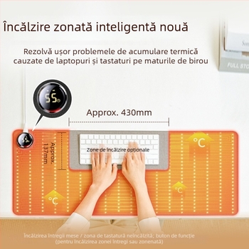 Padă de încălzire pentru birou Xinke, alimentare la priză, 220V, 80W, încălzire prin membrană electrică, PVC, control inteligent al temperaturii