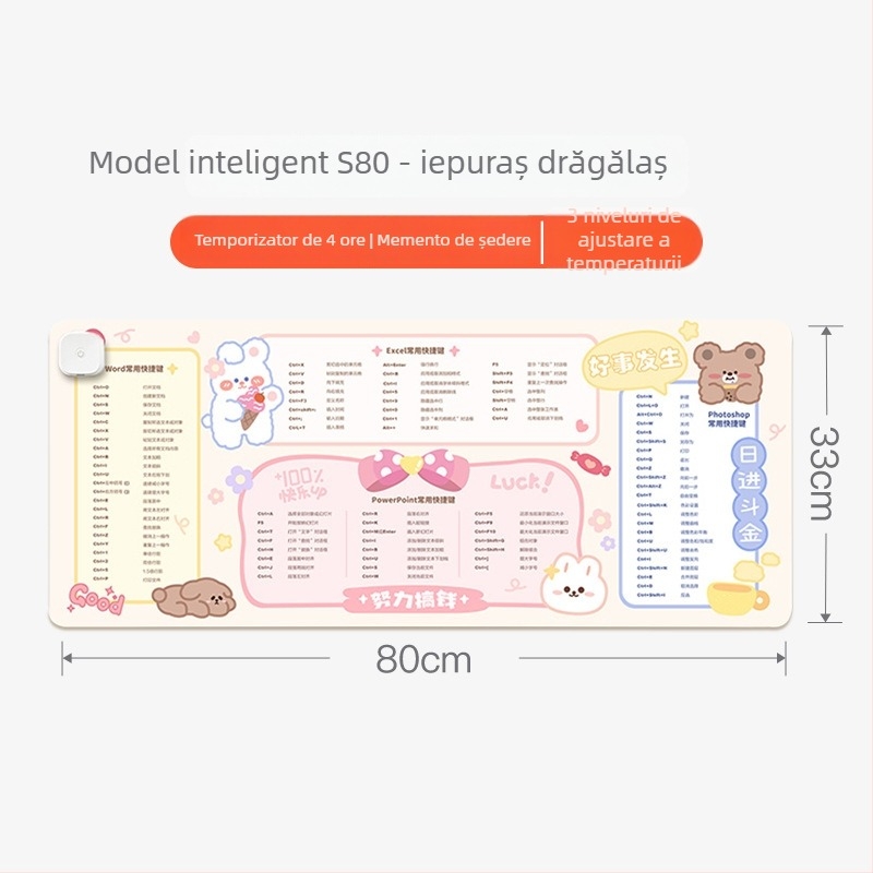 Padă de încălzire pentru birou Xinke, alimentare la priză, 220V, 80W, încălzire prin membrană electrică, PVC, control inteligent al temperaturii