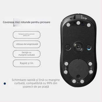 Etichete pentru picioarele mouse-ului din teflon, formă rotundă, pentru toate modelele, anti-alunecare și rezistente la uzură, grosime 0,6 mm (0,8–1,0 mm cu adeziv), lățime 6,5 mm, prelucrare mecanică, proces OEM