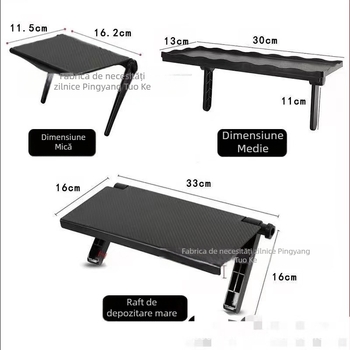 Raft de depozitare pentru desktop pentru Set-Top Box și accesorii TV/PC – portabil, mobil, fără montaj, plastic, 1 nivel, design simplu modern