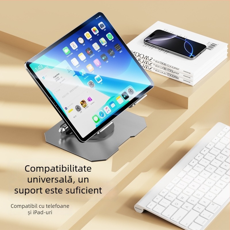 Suport metal rotativ pentru tabletă pentru birou – model 258, greutate 350 g, compatibilitate generală