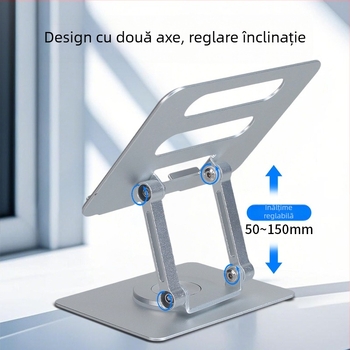 Suport pentru laptop, rotație la 360°, aliaj de aluminiu, potrivire universală, creștere a înălțimii cu disipare termică, model XZC-039