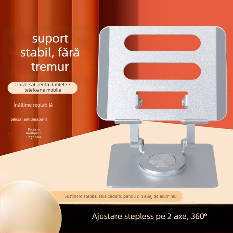 Suport pentru laptop, rotație la 360°, aliaj de aluminiu, potrivire universală, creștere a înălțimii cu disipare termică, model XZC-039