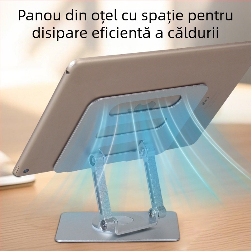 Suport pentru laptop, rotație la 360°, aliaj de aluminiu, potrivire universală, creștere a înălțimii cu disipare termică, model XZC-039