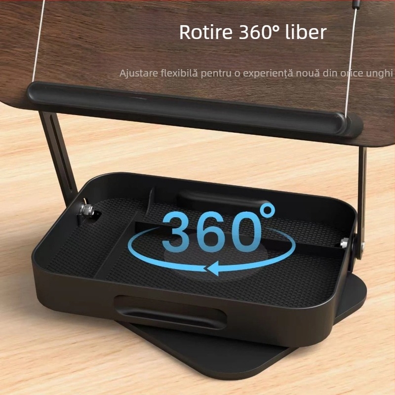 Suport pentru laptop/tabletă/desktop, lemn masiv, tip rotativ, model R51h, lungime cablu 340 mm