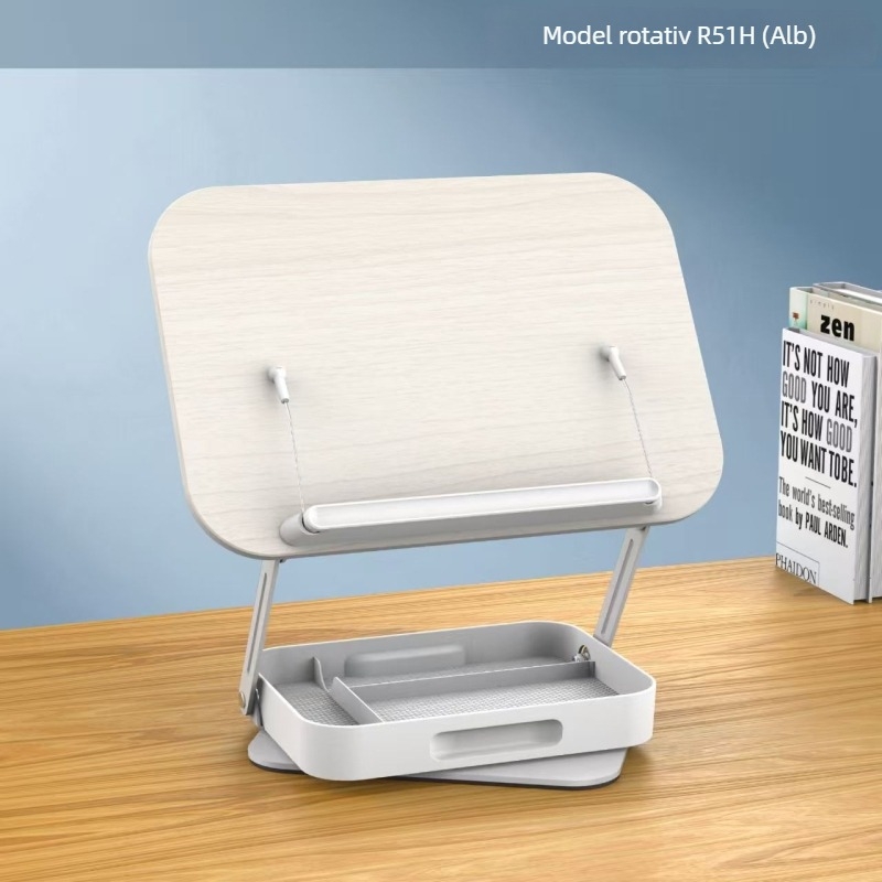 Suport pentru laptop/tabletă/desktop, lemn masiv, tip rotativ, model R51h, lungime cablu 340 mm