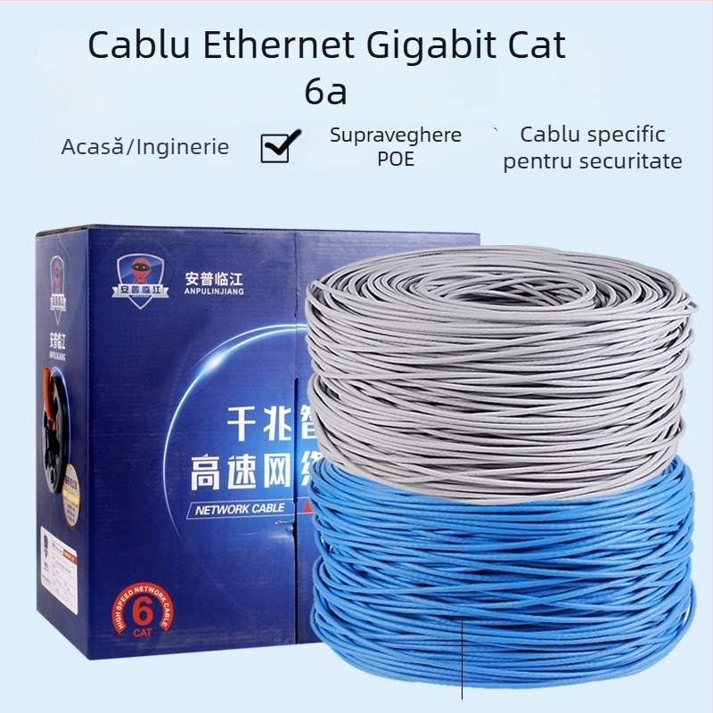 Cablu Cat6 dublu ecranat, Ethernet Gigabit, pereche răsucită ecranată, 300 m