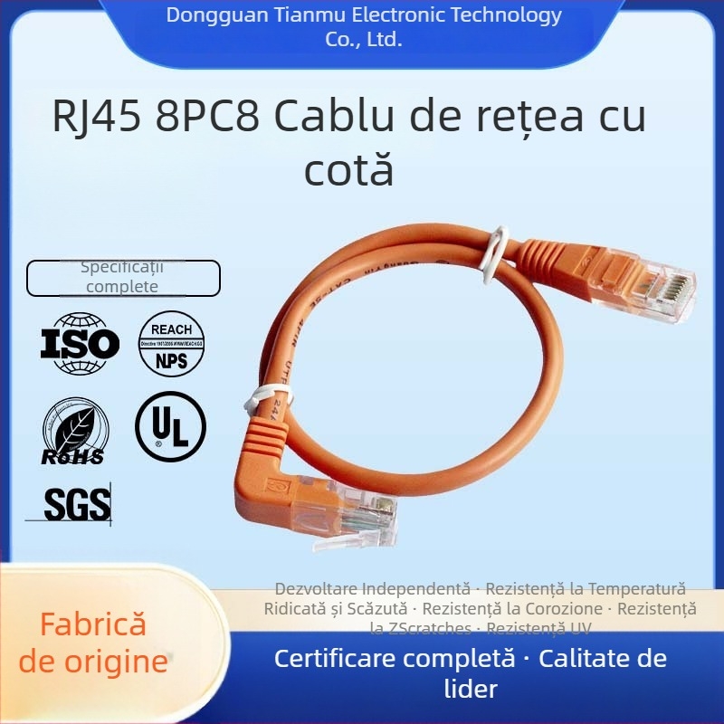 TM cablu adaptor în unghi pentru rețea, pentru calculatoare și switch-uri, rată de transmisie 50, rezistență la tracțiune 20