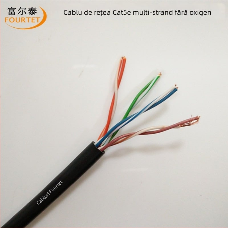 Cablu CAT5E UTP Ethernet, 26 AWG, 7×0,16 mm Cu fără oxigen, 1000 Mbps, Cablu de monitorizare lift, 305 m/cutie