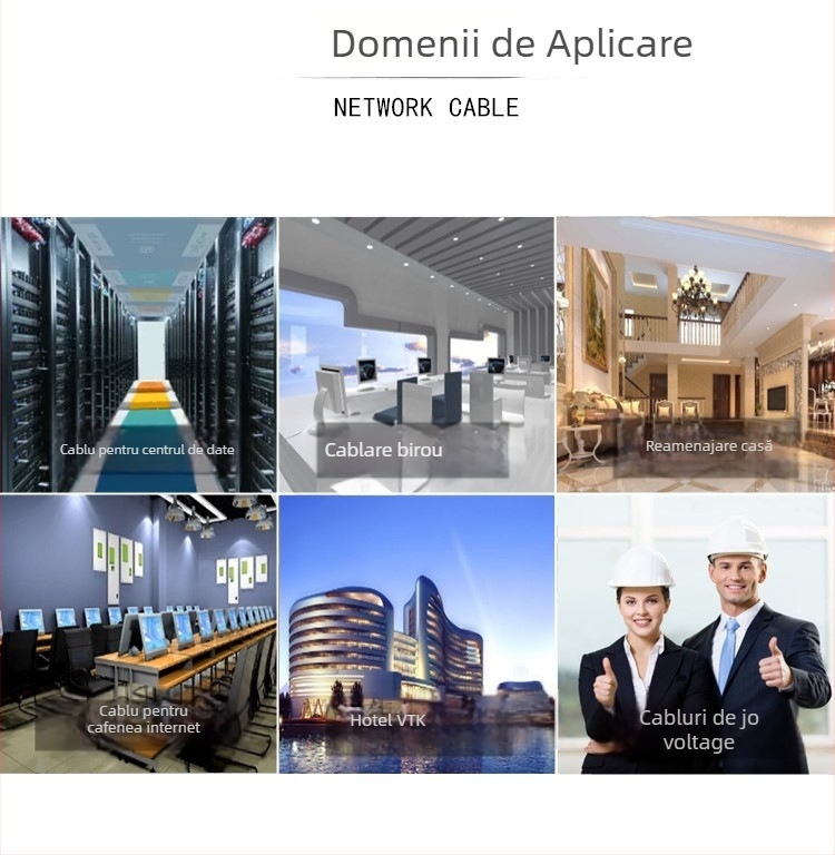 Cablu de rețea exterior UTP, conductor din cupru pur, izolație dublă impermeabilă UV pentru supraveghere video (Transmitere: 100, Interval de temperatură: -20…60°C, Sforță de tracțiune: 100, Rezistență la compresiune: 100)