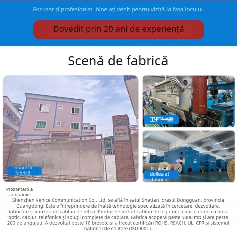 Cablu Ethernet CAT8, protecție dublă cu plasă împletită, 22AWG, cupru pur