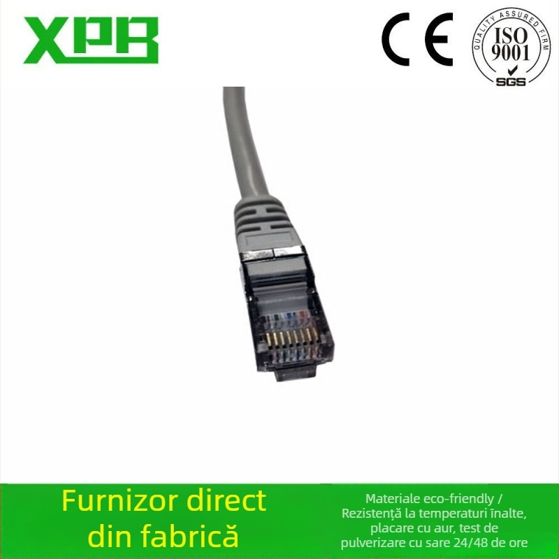 Cablu de rețea 8P8C cu ecranare CAT.5E FTP, conector cu cap cristal (Rată de transfer: 100, Temperatură de funcționare: 30, Rezistență la tracțiune: 10N, Rezistență la compresie: 100)