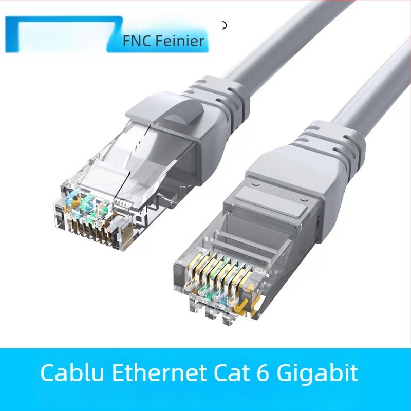 Cablu Ethernet CAT6, RJ-45, 8 nuclee, diametru 5,5, cupru acoperit cu aluminiu (CCA), pentru router, pereche învârtită