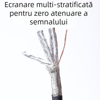 Cablu de rețea Cat8 – model cat8, transmisie 40 Gbps, temperatură de lucru 20–65°C, temperatură de depozitare 20–65°C, rezistență la tracțiune 1000, pentru calculatoare și switch-uri