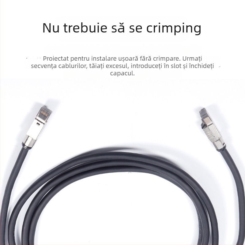 Cablu de rețea Cat8 – model cat8, transmisie 40 Gbps, temperatură de lucru 20–65°C, temperatură de depozitare 20–65°C, rezistență la tracțiune 1000, pentru calculatoare și switch-uri