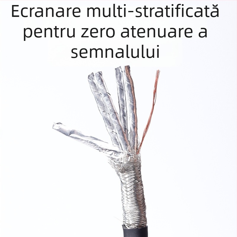 Cablu de rețea Cat8 – model cat8, transmisie 40 Gbps, temperatură de lucru 20–65°C, temperatură de depozitare 20–65°C, rezistență la tracțiune 1000, pentru calculatoare și switch-uri