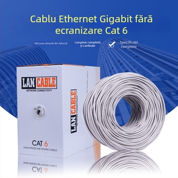 Cablu de rețea Cat6 nearmorat, 8 conductori, RJ-45, cupru fără oxigen, 1000kps