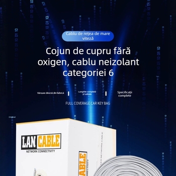 Cablu de rețea Cat6 nearmorat, 8 conductori, RJ-45, cupru fără oxigen, 1000kps