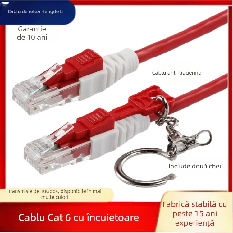 Cablu Cat6A RJ-45 blocabil cu 8 conductoare, 24 AWG