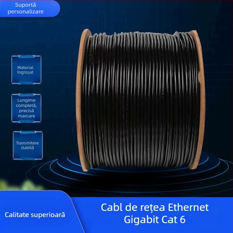 Cablu de rețea exterior Categoria 6 cu ecranare SFTP, interfață RJ-45, 1–1000 Mbps, perechi răsucite impermeabile