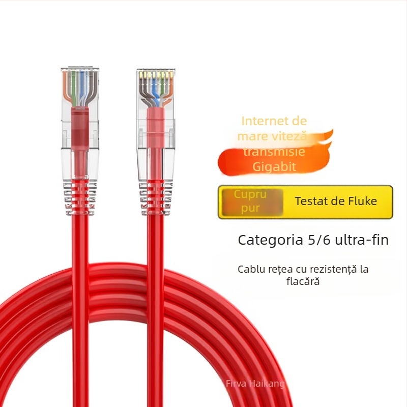 Cablu Ethernet Cat5e, patch cord gigabit, pentru router de acasă și PC
