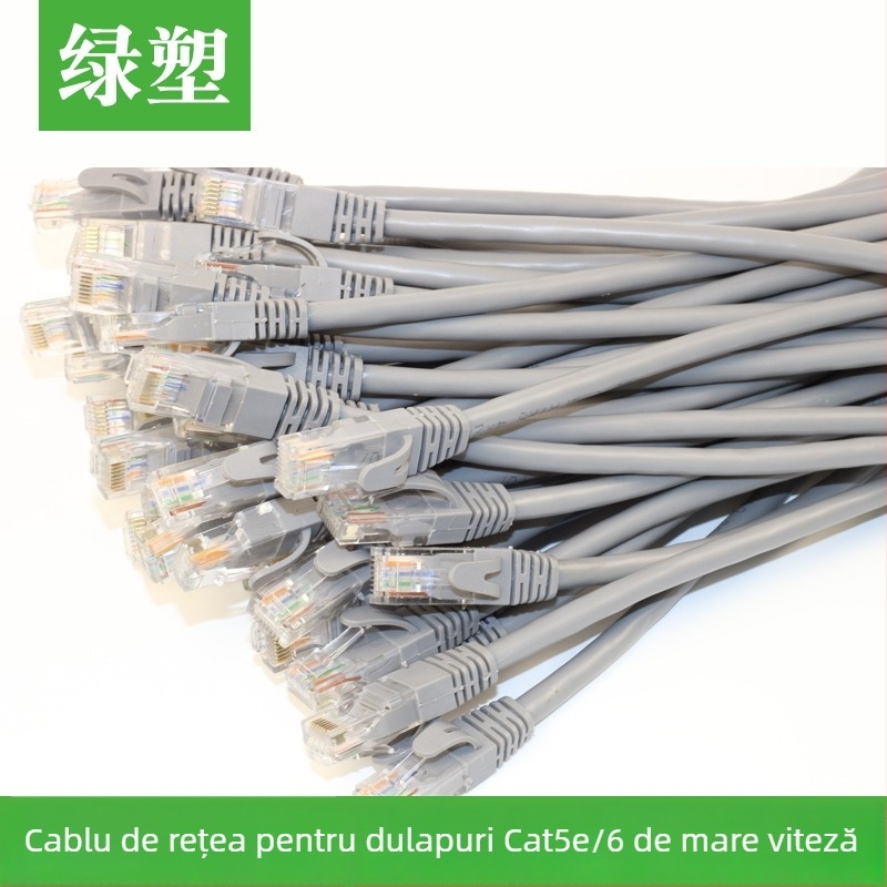 Cablu de rețea Category 5e, 8 conductori din cupru fără oxigen, conector RJ-45, 100 Mbps